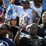 Football game day crowd.