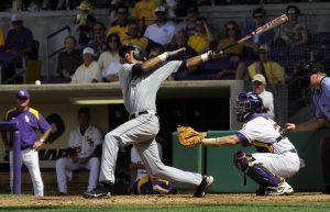 Aneko Knowles at bat against LSU during NCAA Baseball Regional (Baton Rouge)