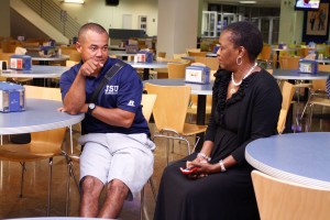 JSU baseball Coach Omar Johnson and Director of Athletics Vivian L. Fuller.