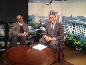 Pulitzer winning journalist Les Payne (left) speaks with “Metro Morning Live” host Rob Jay on Wednesday, Nov. 12, 2014.