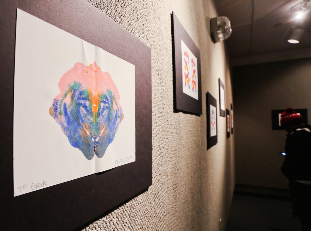 Art by Blackburn Middle School students is on display through Feb. 25 the College of Liberal Arts Gallery on the first floor of the Dollye M.E. Robinson Building. (Photo by Anissa Hidouk, JSU)