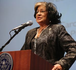 JSU President Dr. Carolyn W. Meyers welcomed educators from around the country to Jackson State University’s 3rd Annual CyberLearning Summit, Feb. 26, 2015. (Photo by Charles A. Smith, JSU)