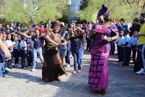 People of all ages joined in the fun Wednesday, March 25, 2015 during the dancing and excitement of the International Week Parade of Flags. (Photo by Charles A. Smith, JSU)