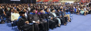 Faculty and students throng the Lee E. Williams Athletic and Assembly Center on Thursday, April 23, 2015, for the Jackson State University Honors Convocation. (Photo by Deontae Williams, JSU)