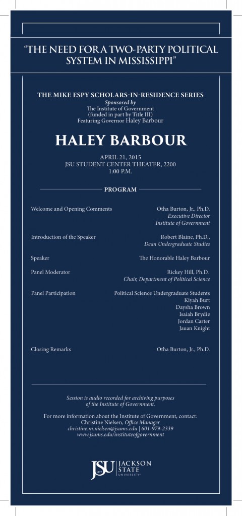 Governor Haley Barbour_SessionII_ program