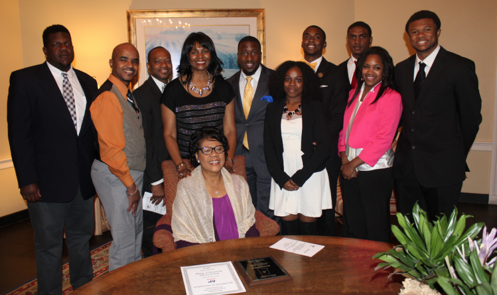 Jackson State University media earned numerous honors during the 2015 Mississippi Associated Press Broadcasters Awards ceremony Saturday, April 18. WJSU-FM and TigerTV contributors include, left, Steven Gilbert, Kourtney C. Paige, L.A. Warren, Dr. Sunny Fridge, director of programs for TigerTV, Kris Campbell, Dashawna Wright, Perrymon Wright, Gerald Harris, Regina Toney, Jeremy Anderson and Dr. Elayne Hayes-Anthony, seated, director of mass communications in the Liberal Arts Department.