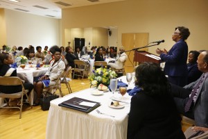 Dr. Cora B. Marrett speaks on “The Changing Landscape of Higher Education" at the Walter Payton Center for JSU’s Presidential Leadership Lecture Series, Monday, April 27, 2015. (Photo by Charles A. Smith, JSU)