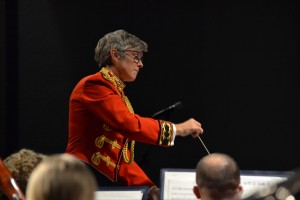 Major Michelle A. Rakers of Aviston, Ill., is the assistant director of the U.S. Marine band. She helped to lead a command performance at Jackson State University. (Photo by William H. Kelly III/Courtesy of Blue & White Flash)