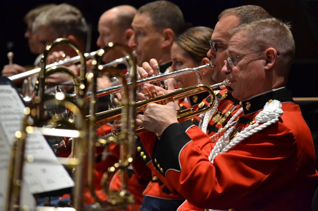 Members of the President's Own United State Marine Band entertained a capacity crowd at the Rose E. McCoy Auditorium on Tuesday night. (Photo by William H. Kelly III/Courtesy of Blue & White Flash)