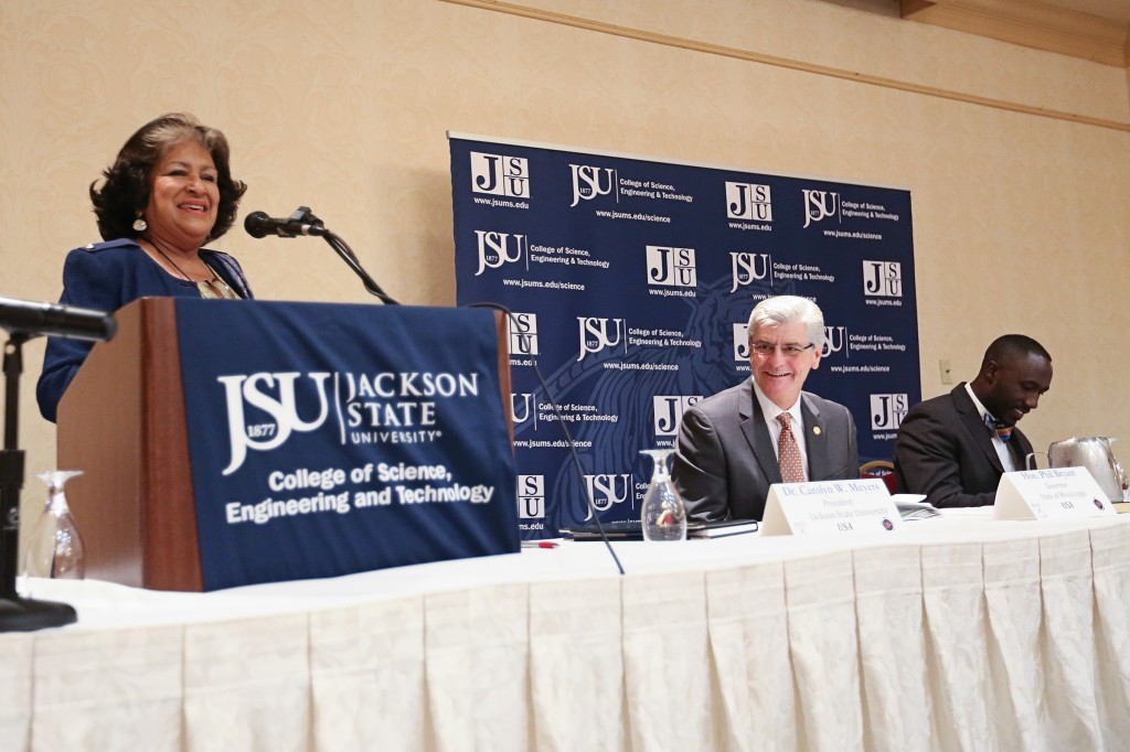 JSU President Carolyn W. Meyers welcomed experts to the city and commended them for their innovative technology in creating a better planet. (Photo by Charles A. Smith/JSU)