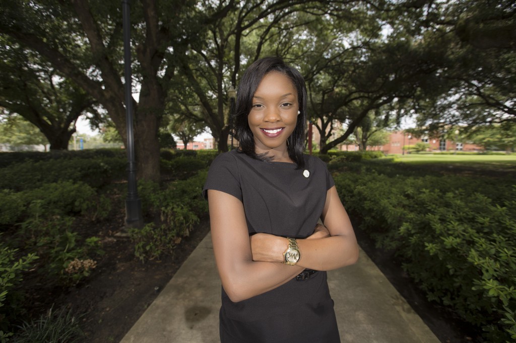 Overcoming hardships, JSU freshman biology major Adrienna Williams, a Yazoo native, plans to become a physician. (Photo by Charles A. Smith/JSU)