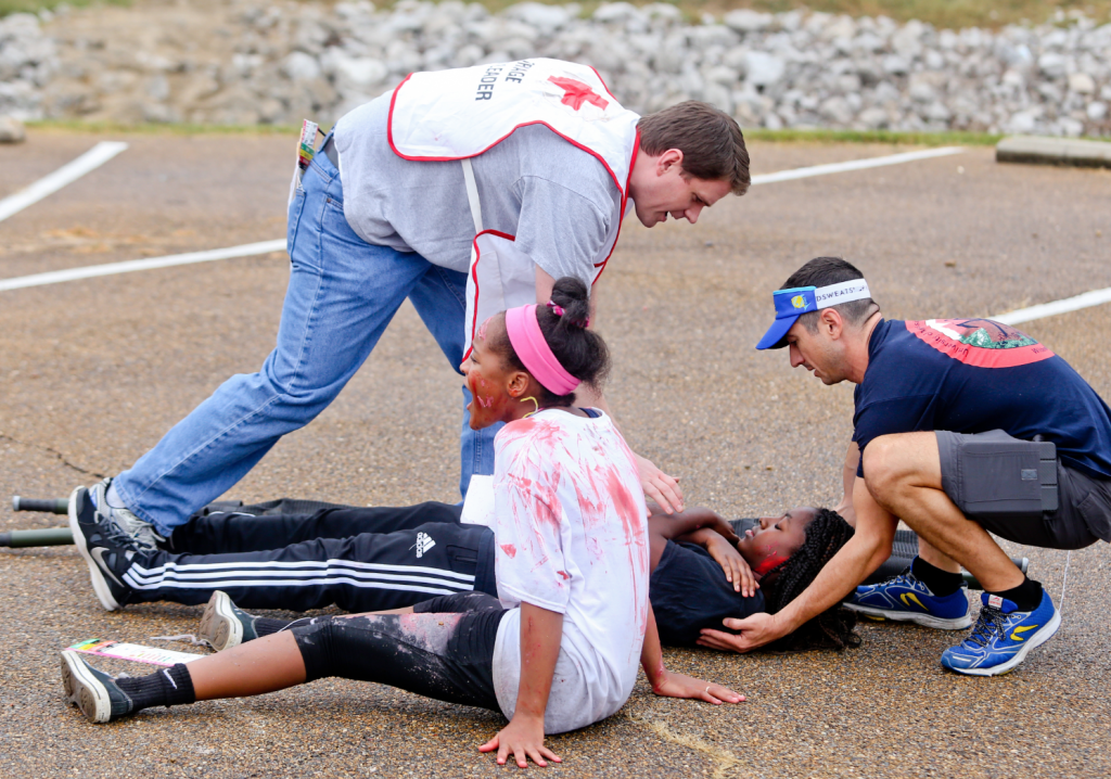 Young area students portray victims of tragedy during a mock disaster training drill Friday on the main campus of Jackson State University. (Photo by Deontae Williams/JSU)