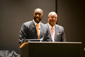: Mayor Tony Yarber reminded the crowd about the unreasonable expectations placed on Johnson for being the first African-American mayor. (Photo by Darek Ashley/JSU)