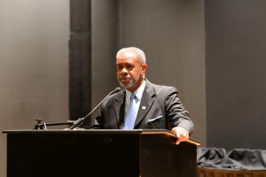 Dr. Otha Burton Jr., executive director of Jackson State University’s Institute of Government, said the purpose of the “Milestones in Democracy” event was to recognize transformative city elections of 1985 and 1997. (Photo by Darek Ashley/JSU)