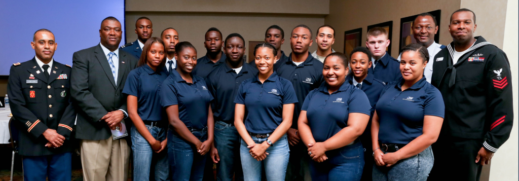 Army and Air Force cadets participate in the observance of Veterans Day in the Student Center. The event was sponsored by JSU’s Veterans and Military Center, the Division of Academic and Student Affairs and the College of Public Service. (Photo by Deontae Williams/JSU)