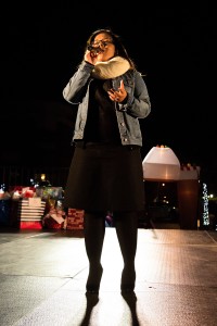 Singer Hillary Watkins helped put the crowd in a festive spirit. (Photo by Justin Hardiman/JSU)