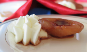 Roasted pear with wine sauce and whip cream proved a big hit. (Photo by Charles A. Smith/JSU)