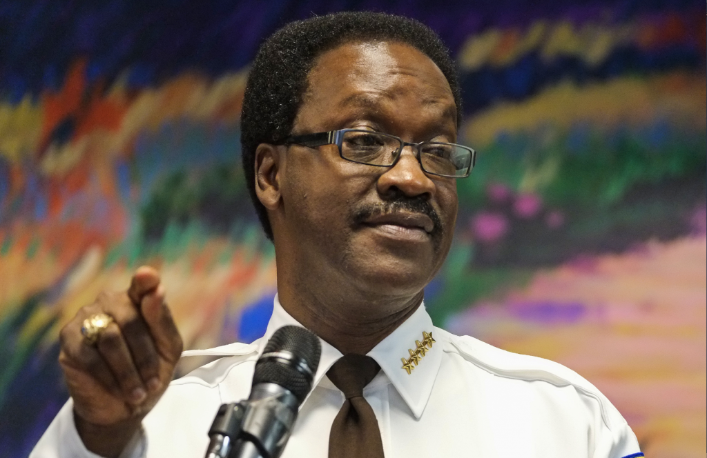 Hinds County Sheriff Victor Mason, a keynote speaker, tells an audience of social workers that his office is willing to collaborate with them in dealing with troubled clients in their homes or incarcerated. (Photo by Charles A. Smith/JSU)
