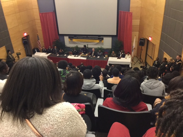 Hundreds of JPS students gather in JSU’s Engineering Building to hear military officers and politicians discuss the importance of leadership and ethics.