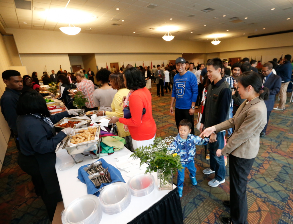 As part of the celebration, the audience was treated to samples of various international cuisines. (Photo by Anissa Hidouk/JSU)