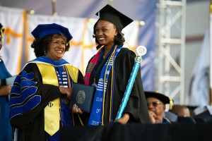 JSU President Carolyn W. Meyers delights in presenting degrees to graduates. (Photo by Deontae Williams/JSU)