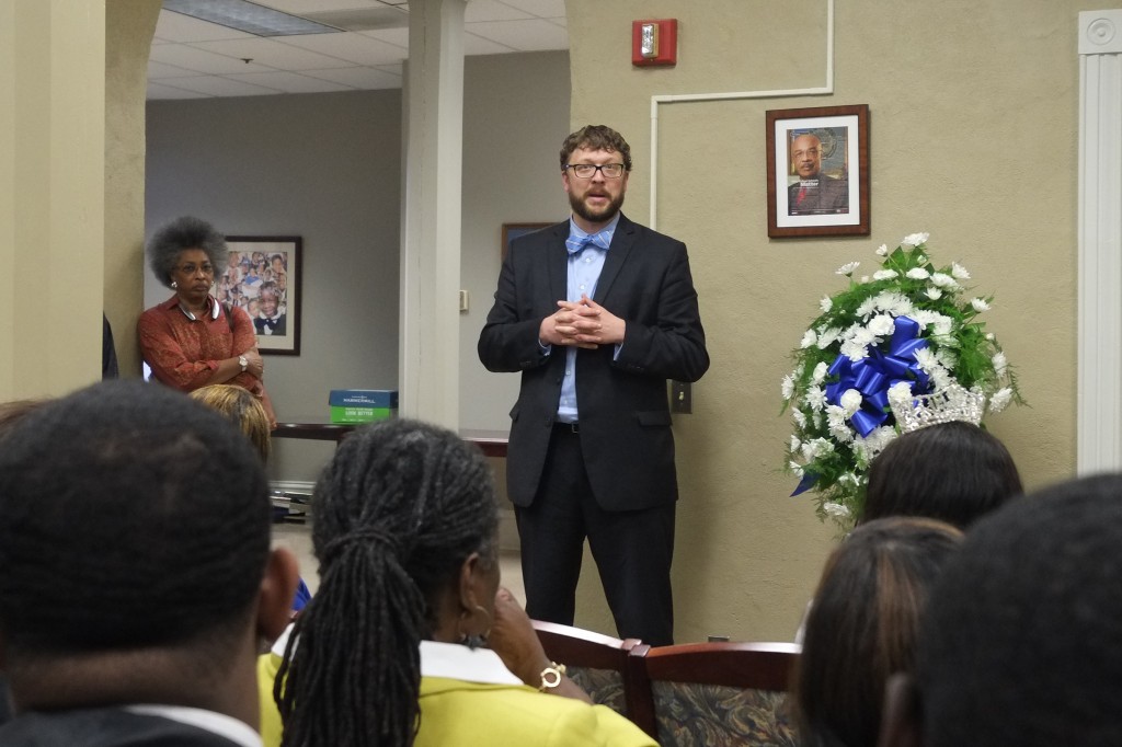 Speaking at the annual Gibbs-Green observance, Robert Luckett, director of the Walker Alexander National Research Center, said, “We cannot let anybody on this campus forgot this.” (Photo by Charles A. Smith/JSU)