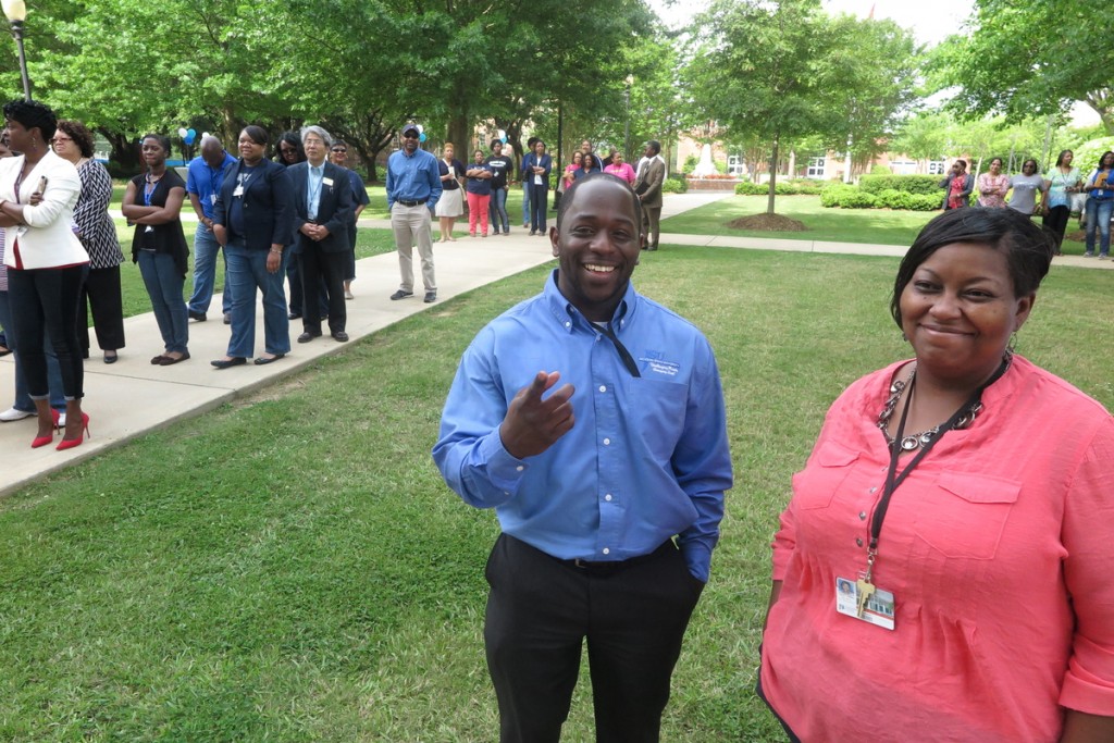 Many waited in line for food while others mugged for the camera. (Photo by Charles A. Smith/JSU)