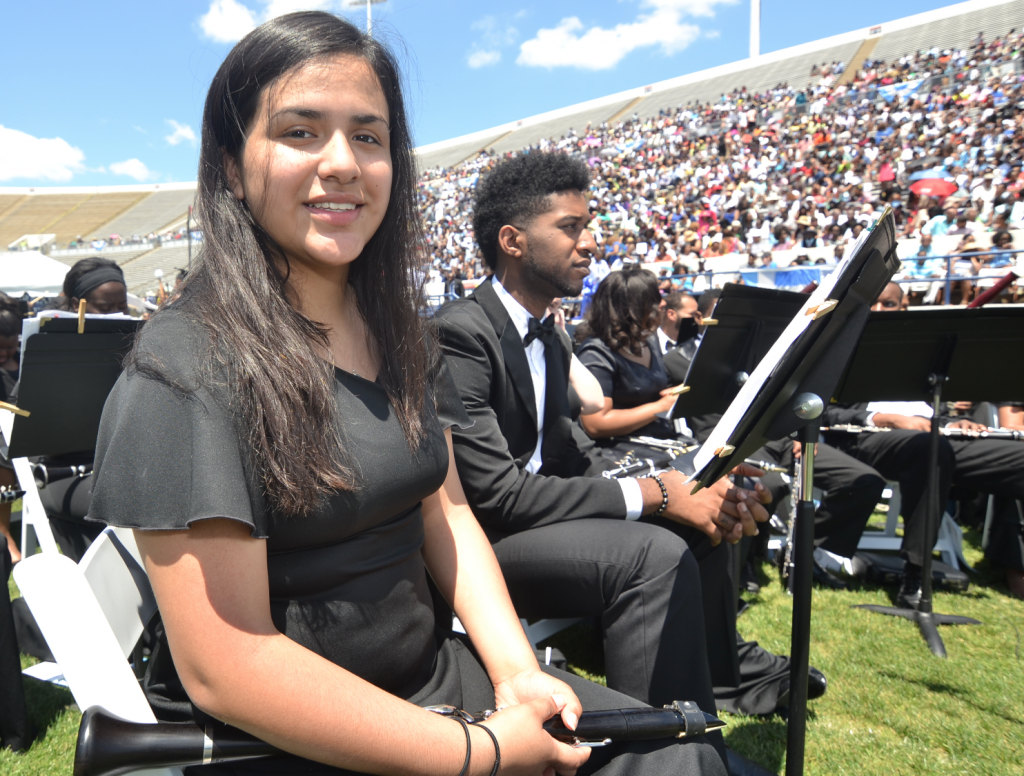 JSU freshman clarinetist Julissa Lopez was excited to perform with the JSU symphonic band for the first lady. (Photo William H. Kelly III)