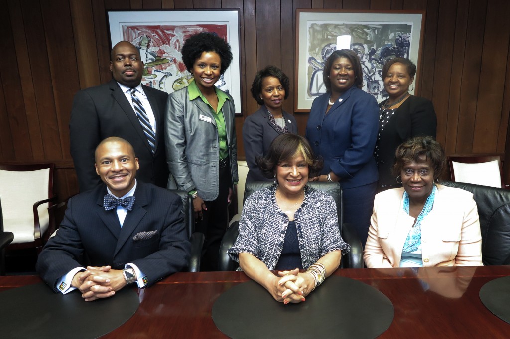 Smiles all around as Jackson State University and Jackson Public School District leaders acknowledge Dual-Enrollment Grant announcement.