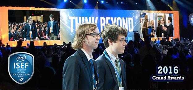 Andrew Neely, 12th grade, left, Charley Hutchison, 10th Grade, placed 4th at 2016 Intel International Science and Engineering Fair