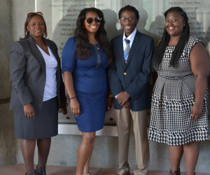 JSU students Sheila Malone, left, Kayla Ballard, Leonard Ealy, and Brittany Foreman are research interns at the University of California Irvine (Photo submitted by UCI)