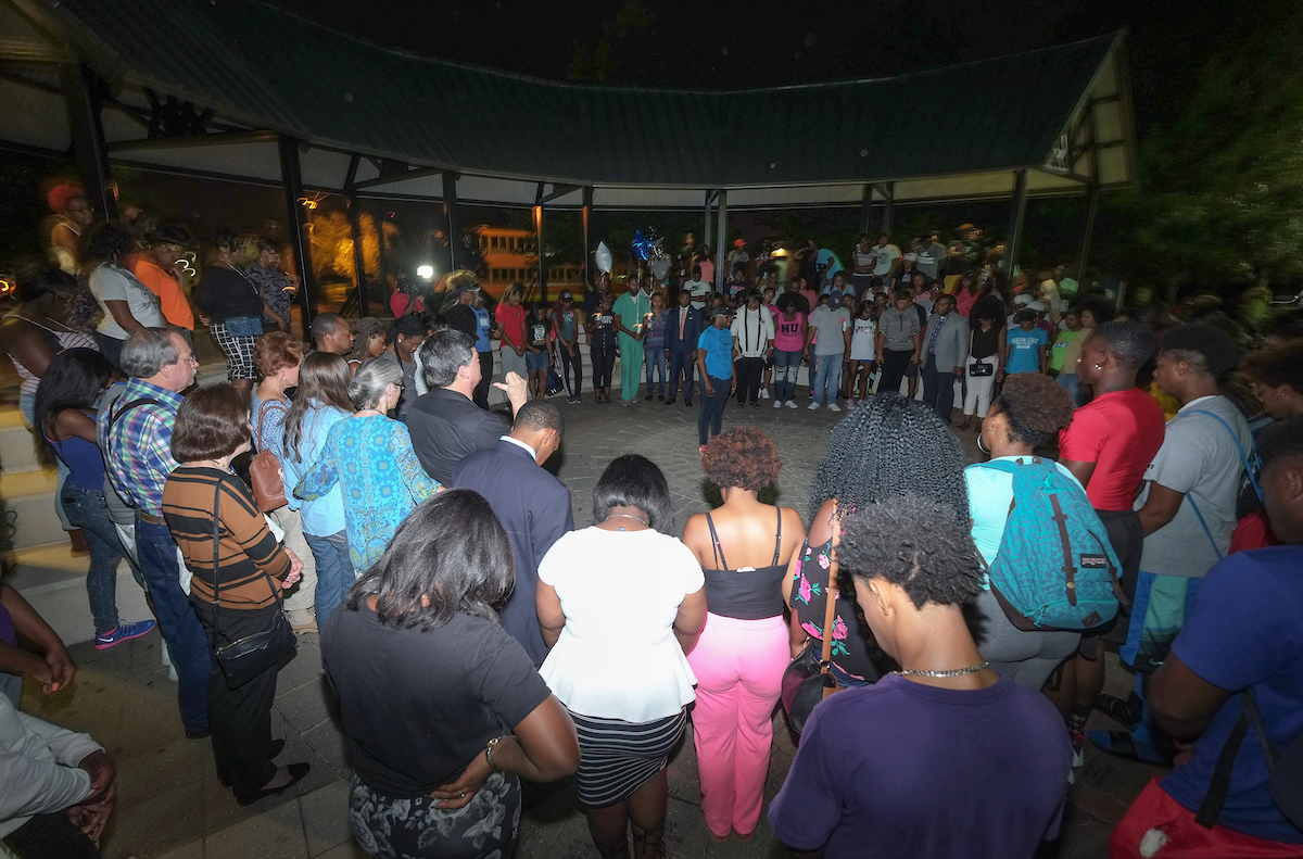 Hundreds pay their respects to their fellow JSU classmate, Benjamin Sabine. (Photo by Charles A. Smith/JSU)