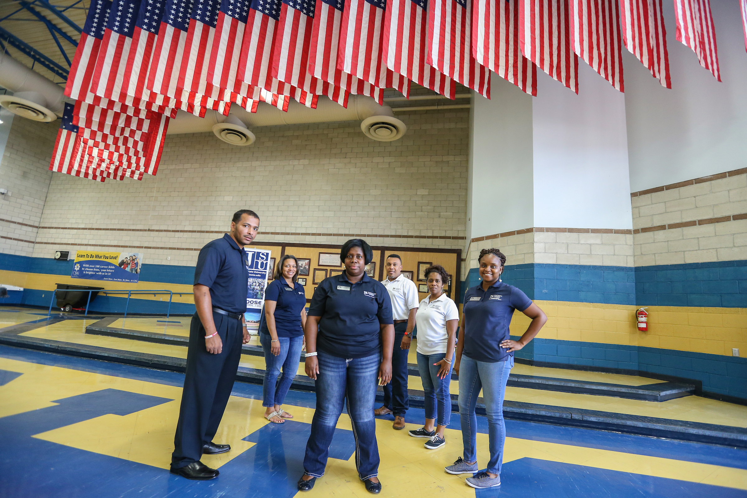 Staff with JSU’s Office of Undergraduate Recruitment and the College of Science, Engineering and Technology joins forces to appeal to students to enroll at the nation’s fourth-largest HBCU after they graduate from high school in Las Vegas. (Photo by Charles A. Smith/JSU)