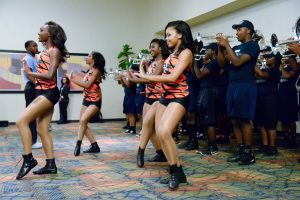 The Sonic Boom and Prancing J-Settes revs up the audience before the start of the annual ceremony. (Photo by Darek Ashley/JSU.)