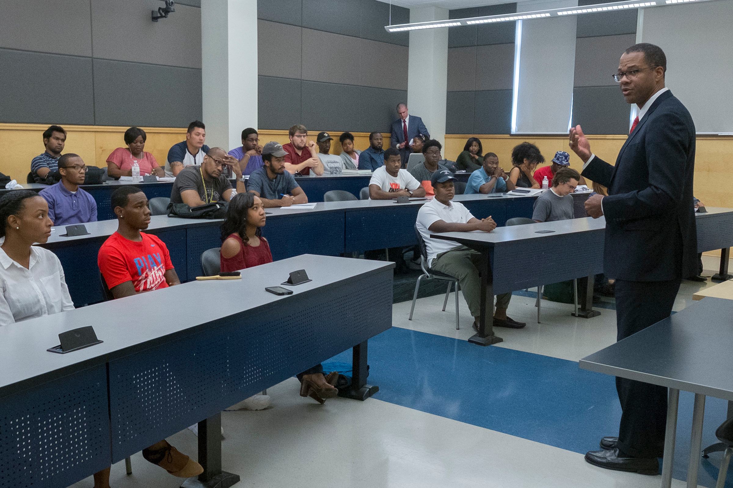 Assistant Secretary, Christopher Smith explains the MLEF program to an attentive audience. (Photo by Charles A. Smith/JSU)