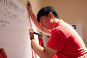 Madison Central High School junior Hogan Lee titled his first-place poster “Community Disturbances and Social Engagement: How to Increase Public Participation from the Minority Communities.”