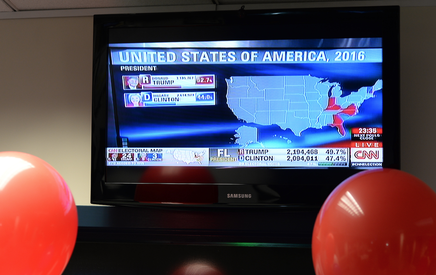 CNN illustrates the uphill battle that Hillary Clinton faced against Donald Trump for U.S. president. (By Darek Ashley/JSU)