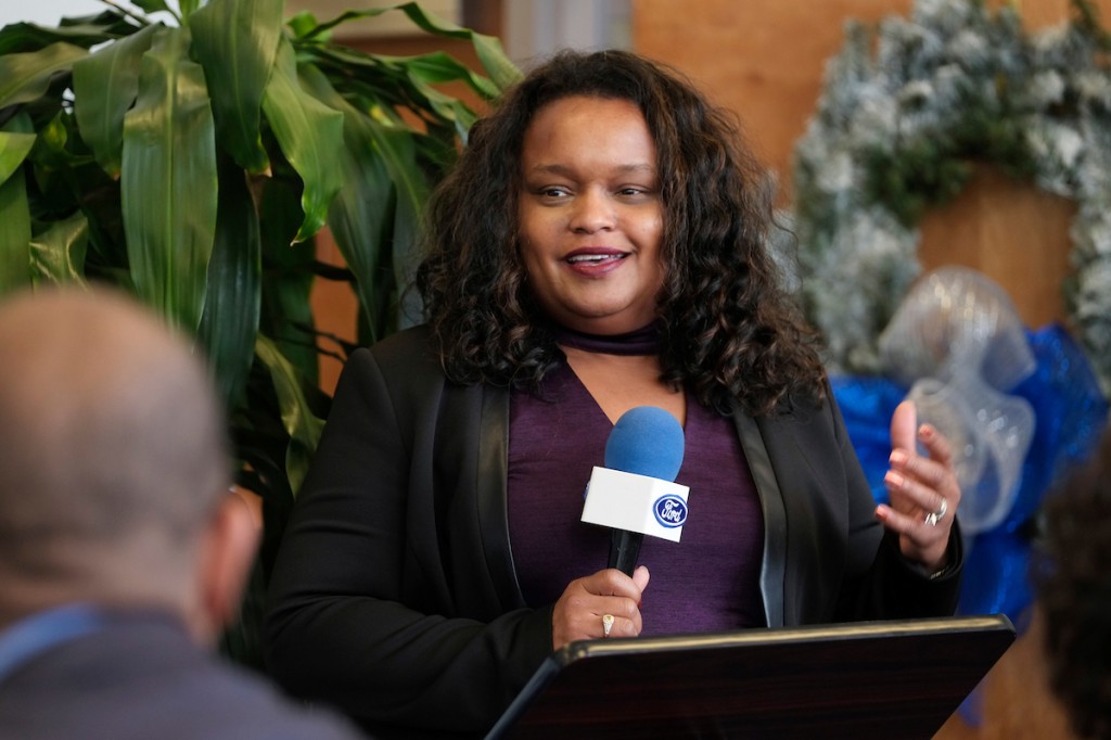 Pamela Alexander, director of Community Development for the Ford fund, described JSU’s students as “ridiculously impressive.” Also, she applauded the alumni for helping the university nab a $20,000 prize on a cruise jointly sponsored by the Tom Joyner Foundation Fantastic Voyage. (Photo by Charles A. Smith/JSU)