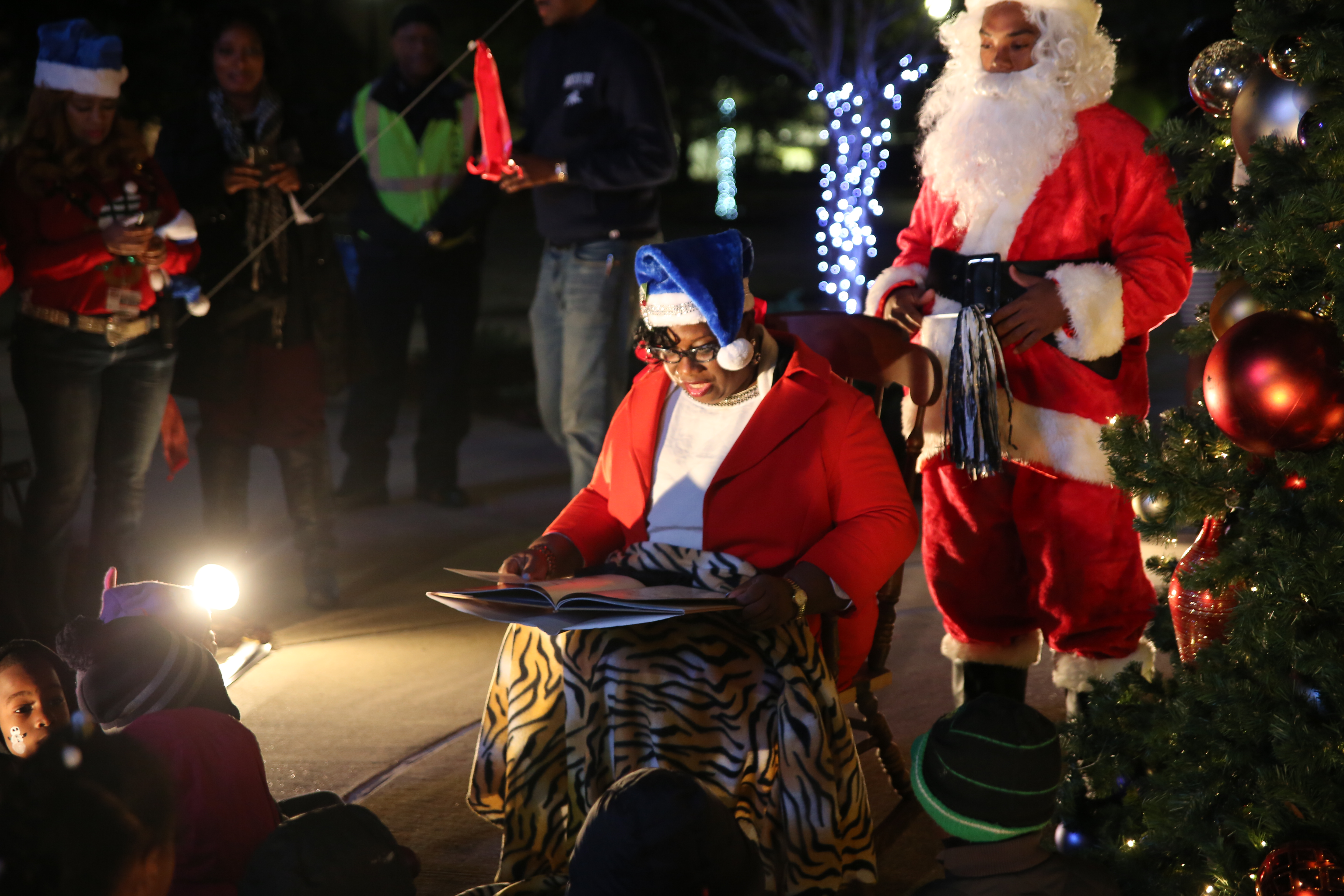 Mr. and Mrs. Claus share holiday stories with youths (and adults) during JSU’s annual Holidays Under the Stars. (Photo by Spencer McClenty/JSU)