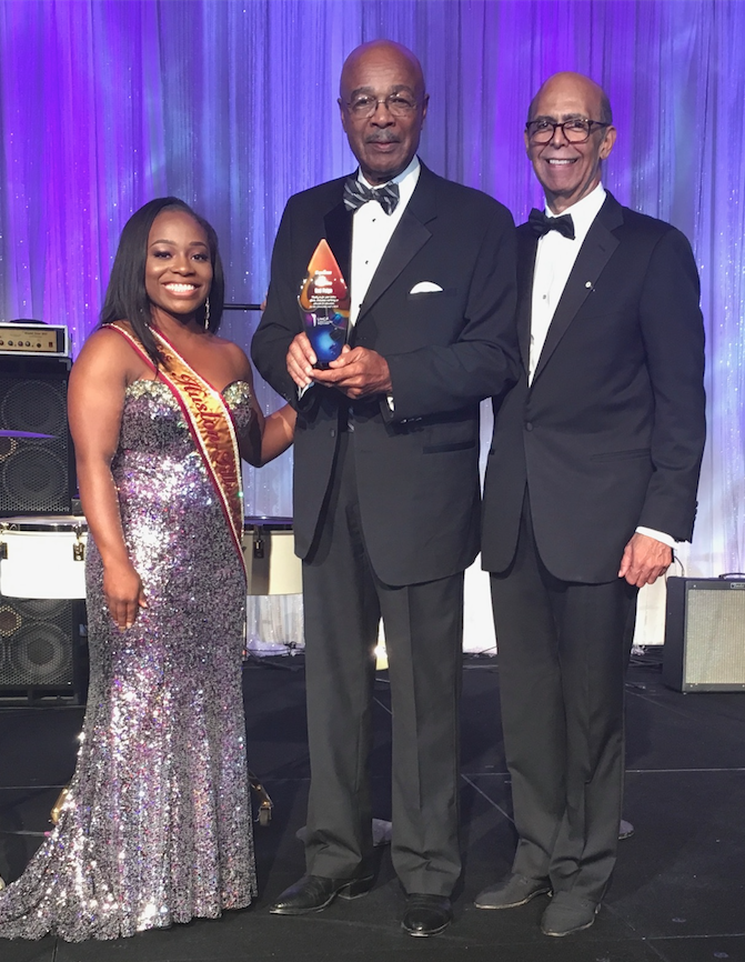 JSU interim president Dr. Rod Paige, center, is pictured with 2016 Miss Huston-Tillotson, CarShandra Hollins, and Dr. Michael L. Lomax, president and CEO of UNCF. (Photo special to JSU)