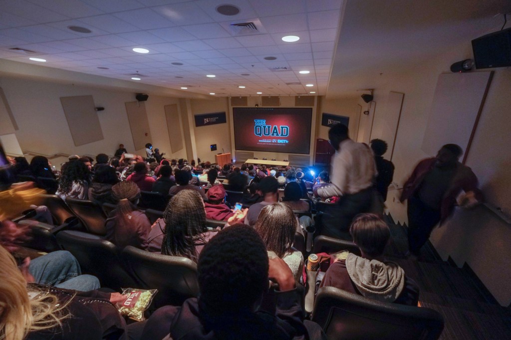Students laughed and applauded while watching the 2-hour screening of "The Quad" last Thursday in the University's Student Center. (Charles A. Smith/JSU)