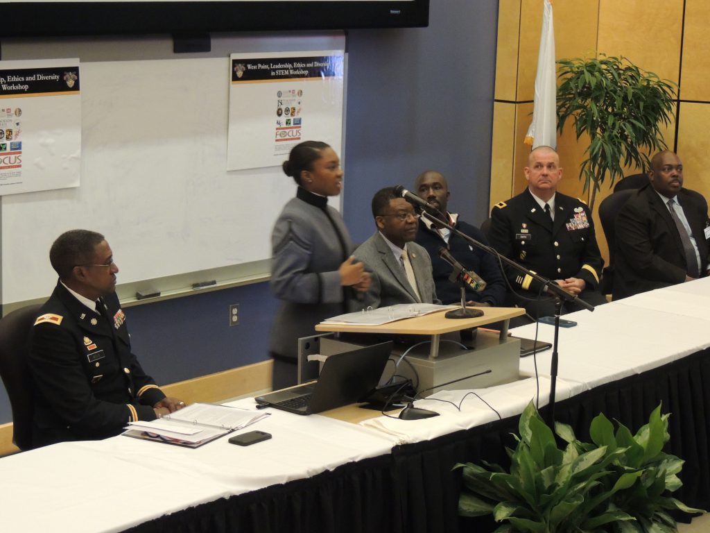 Keynote speaker for the West Point Leadership, Ethics and Diversity in STEM Conference was Emily McGowan. She is the daughter of Jennifer Hicks-McGowan, a former chair and professor of Military Science at JSU.