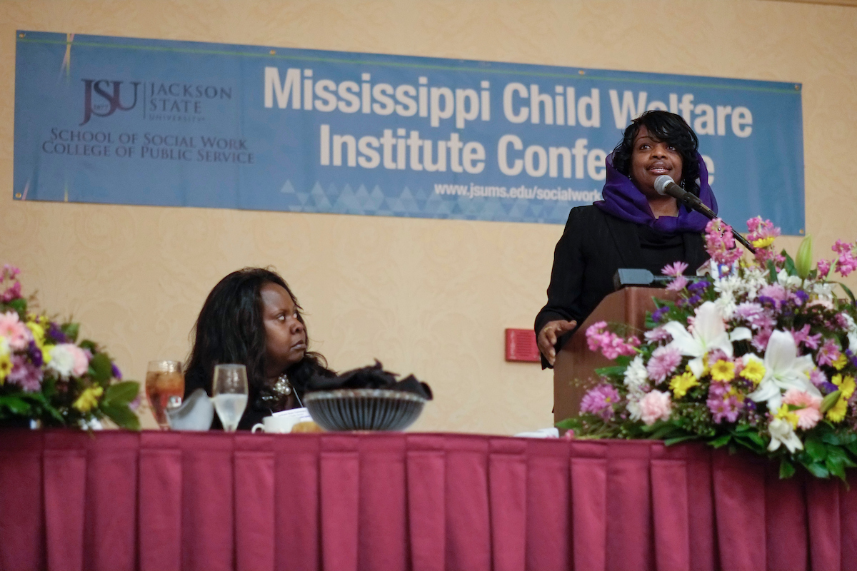 Mildred Muhammad gives a riveting account of surviving death threats and abuse by her former husband, John Muhammad – notoriously referred to as the 2002 Beltway sniper. Mildred was the keynote speaker for the 15thAannual Mississippi Child Welfare Institute Conference on Friday, Feb. 8.