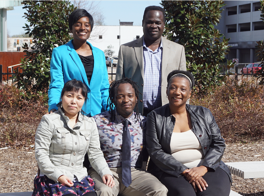 Students will showcase their research during the fifth annual HBCU Climate Change Conference in New Orleans on March 15-19. Appearing with Dr. Yaw Twumasi, standing right, a JSU visiting professor with Geographical Information Systems (GIS) in the Department of Urban and Regional Planning are Le Bu, seated left, Reginald S. Davis and Sabrina White; and Tiffany Lomax.