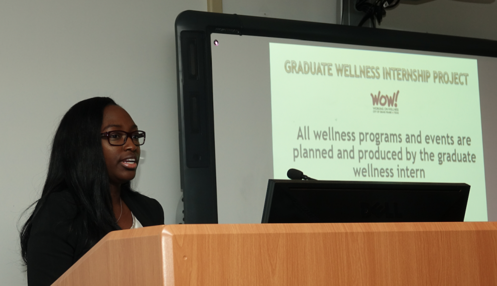 Scarlett Howell shared her message during the fall presentation: “Evaluation of a Wellness Project.”