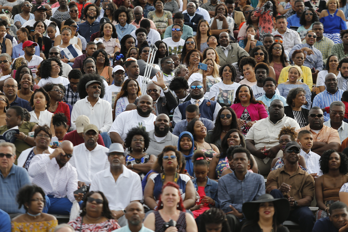 A large crowd eagerly awaits the recognition of their loved ones. (Photo by Charles A. Smith/JSU)