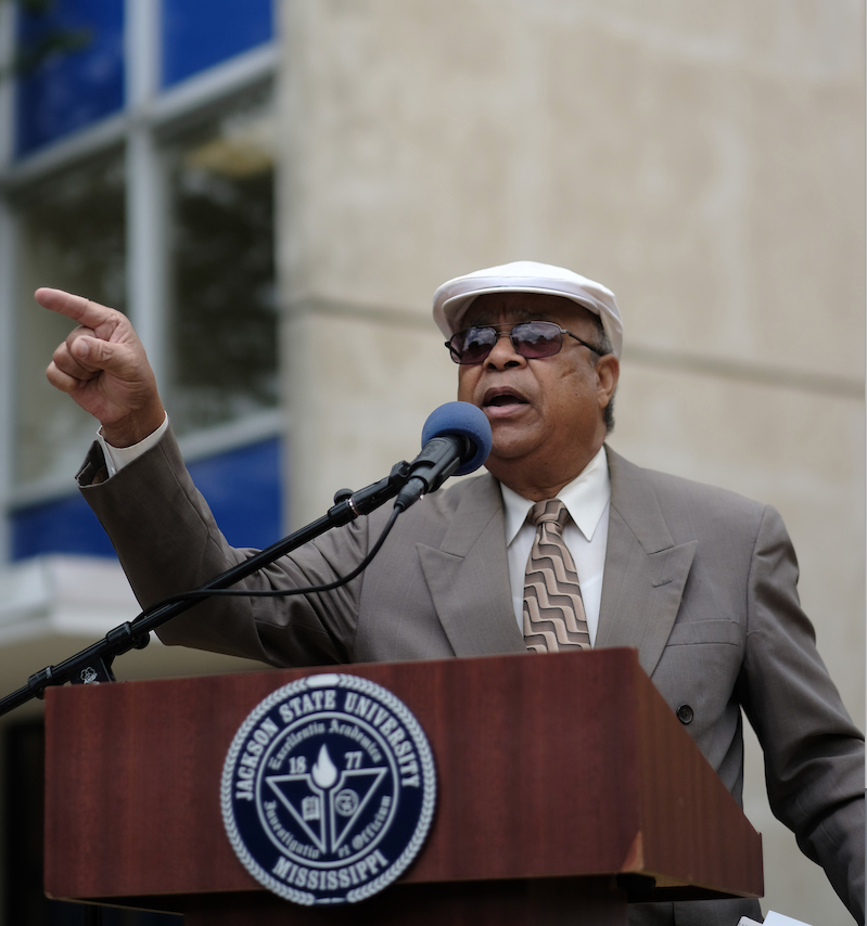 James “Lap” Baker witnessed the May 1970 tragedy that left two young people dead. “History has the proneness to repeat itself, and we have to be very careful not to forget,” he warned. (Photo by Charles A. Smith/JSU)
