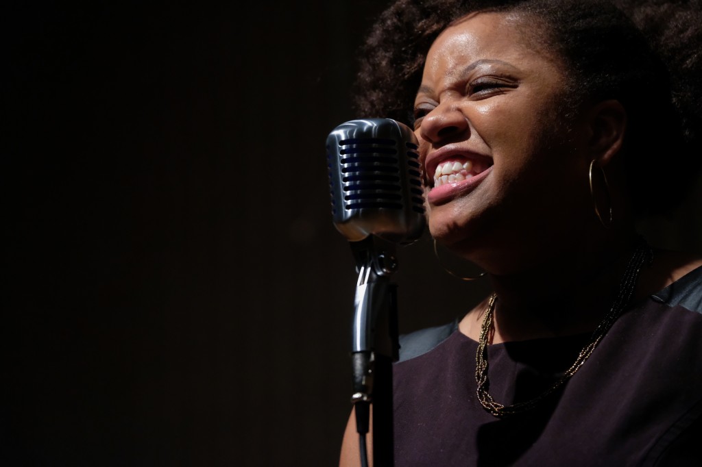JSU alumnus Sarah Hodges returns and sings an original work titled "Pursuit of Peace." (Charles A. Smith/JSU)