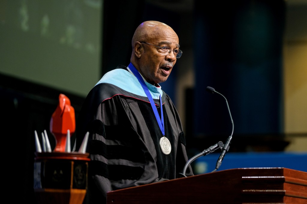 Jackson State University interim President, Rod Paige at 2017 Graduate Commencement Ceremonies.