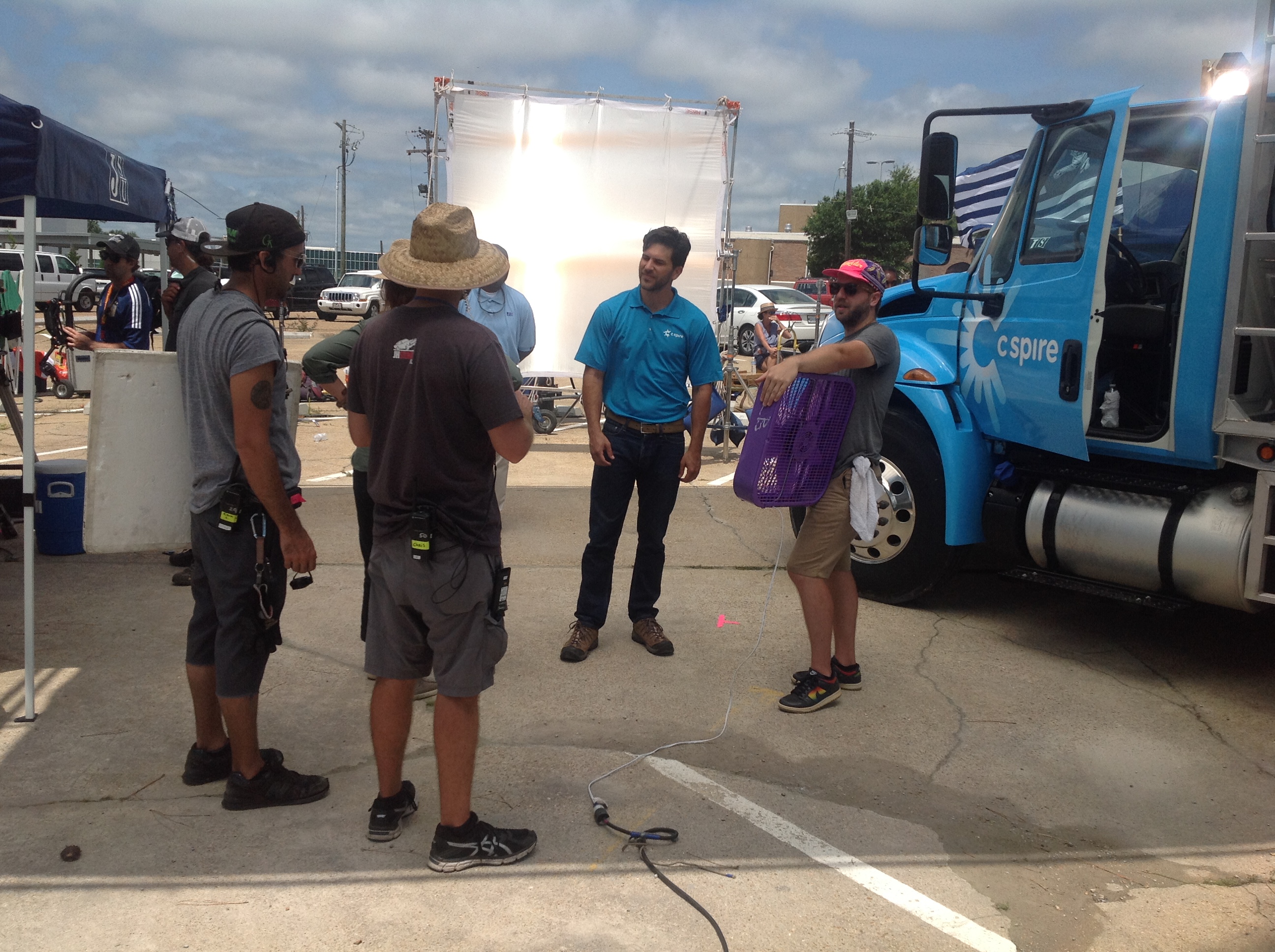 An actor for C Spire listens to instructions for the crew. (Photo by L.A. Warren/JSU)